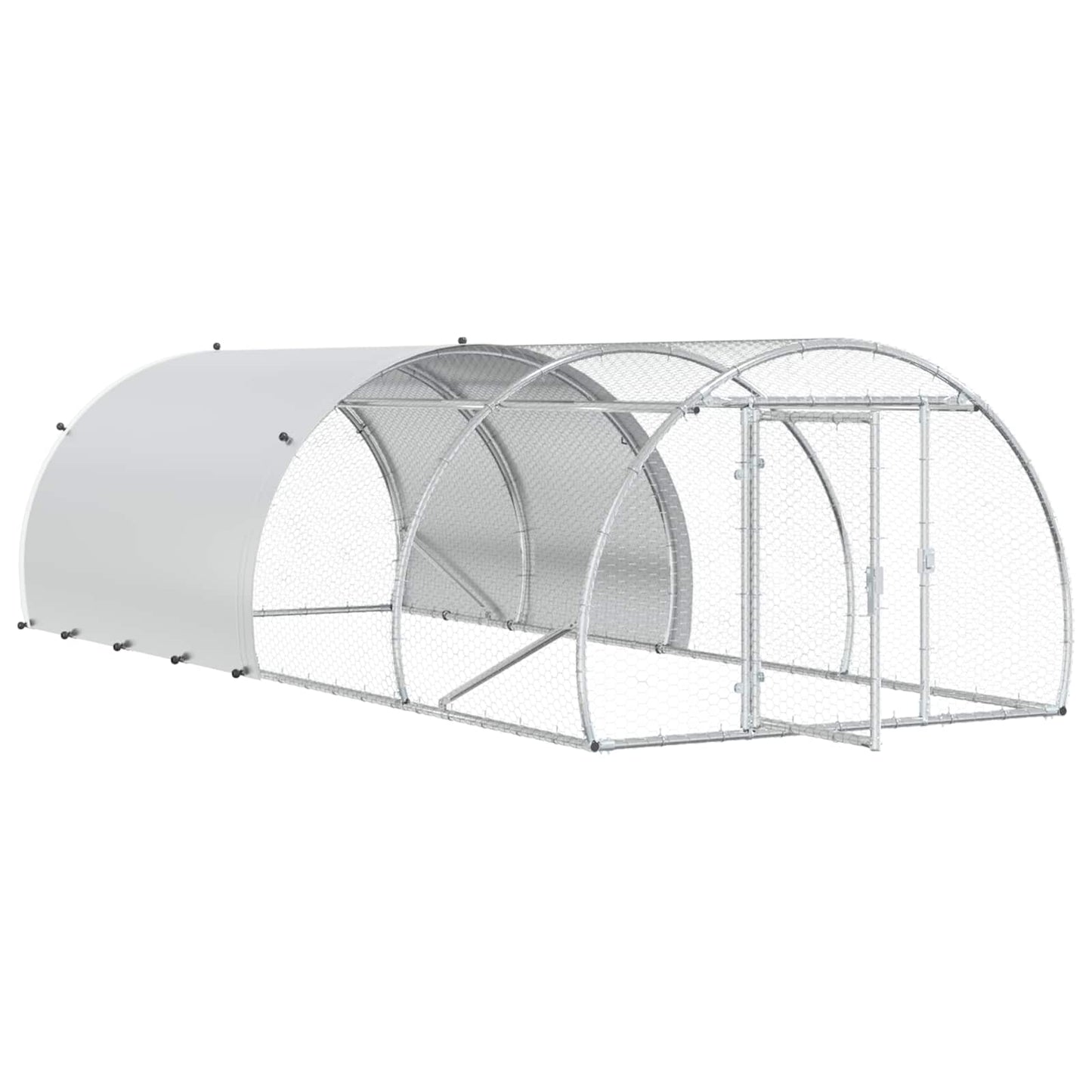 vidaXL Chicken Coop Silver 400 x 150 x 100 cm Galvanised Steel
