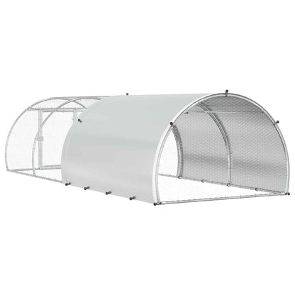 vidaXL Chicken Coop Silver 400 x 150 x 100 cm Galvanised Steel