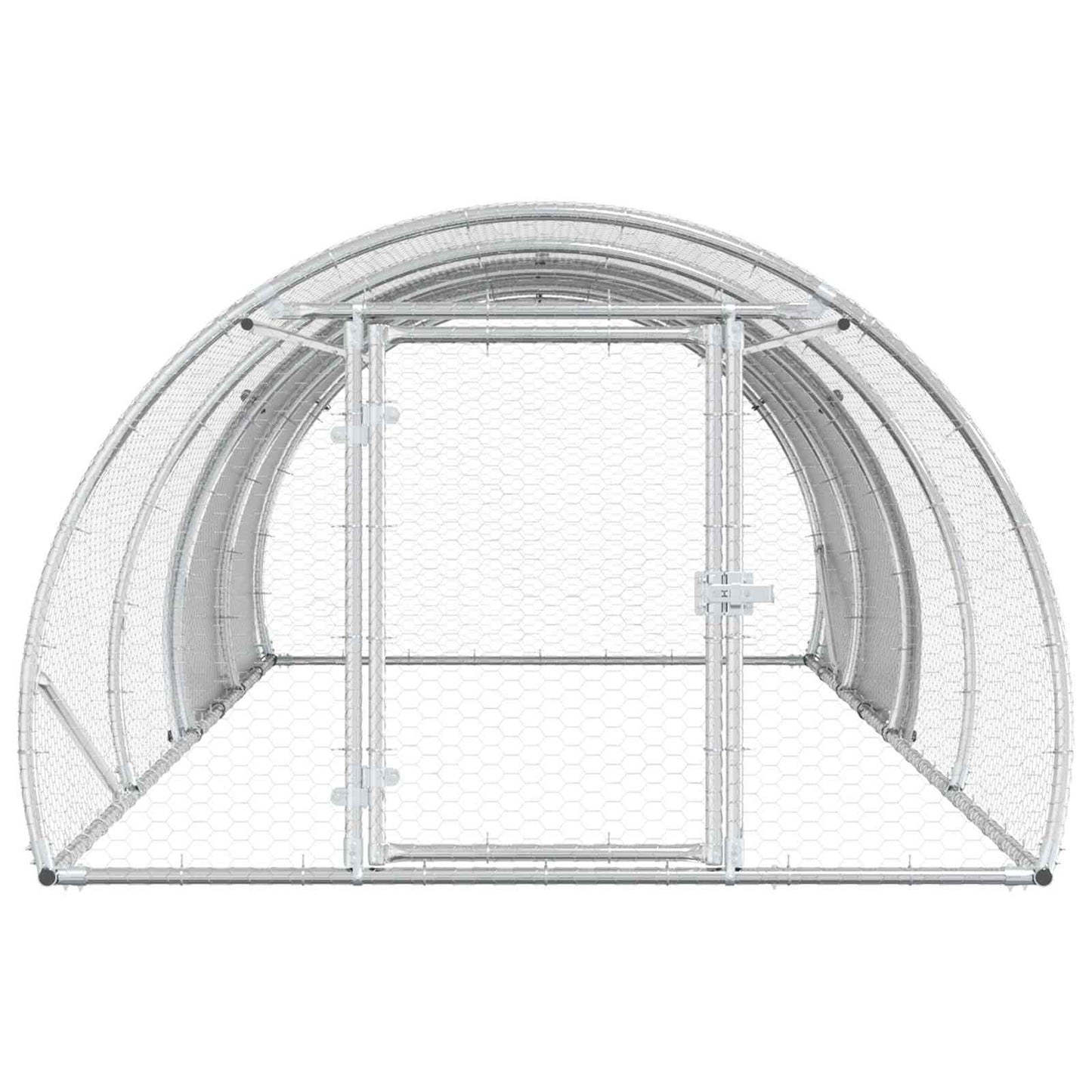 vidaXL Chicken Coop Silver 400 x 150 x 100 cm Galvanised Steel