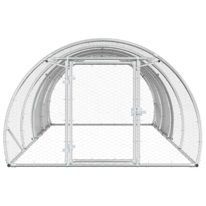 vidaXL Chicken Coop Silver 400 x 150 x 100 cm Galvanised Steel