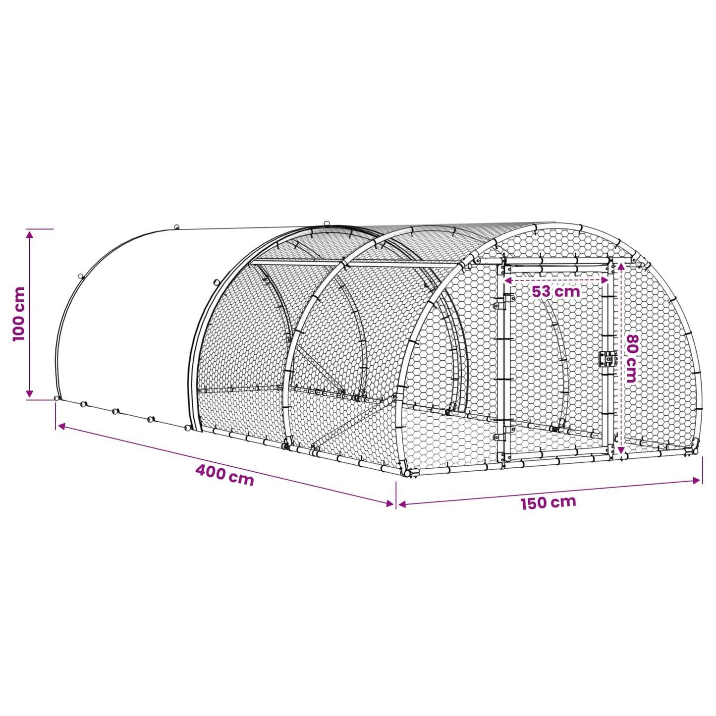vidaXL Chicken Coop Silver 400 x 150 x 100 cm Galvanised Steel