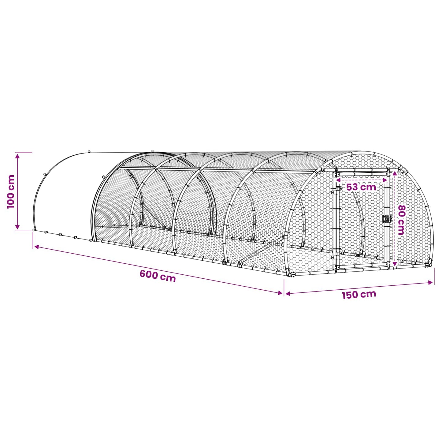 vidaXL Chicken Coop Silver 600 x 150 x 100 cm Galvanised Steel
