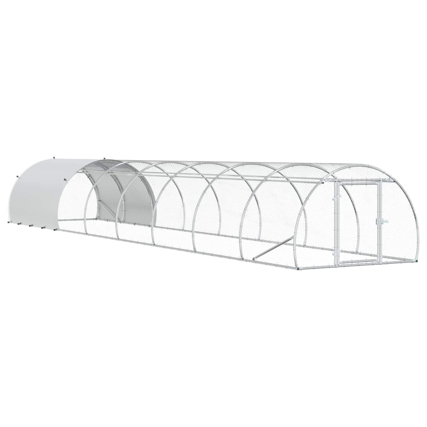 vidaXL Chicken Coop Silver 800 x 150 x 100 cm Galvanised Steel