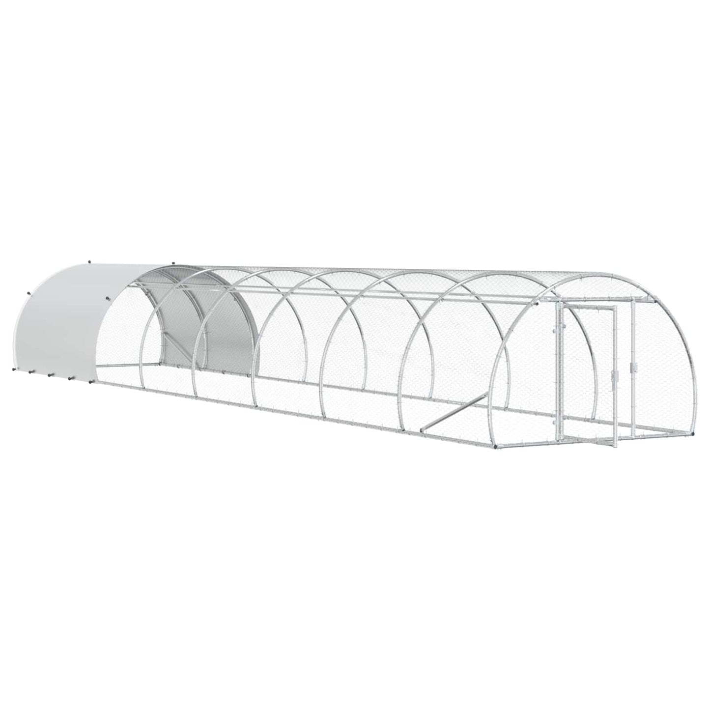 vidaXL Chicken Coop Silver 800 x 150 x 100 cm Galvanised Steel