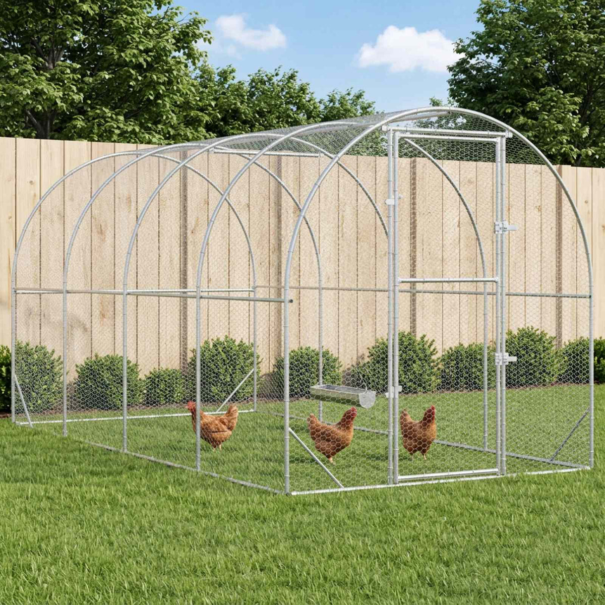 vidaXL Chicken Coop Silver 400 x 200 x 200 cm Galvanised Steel