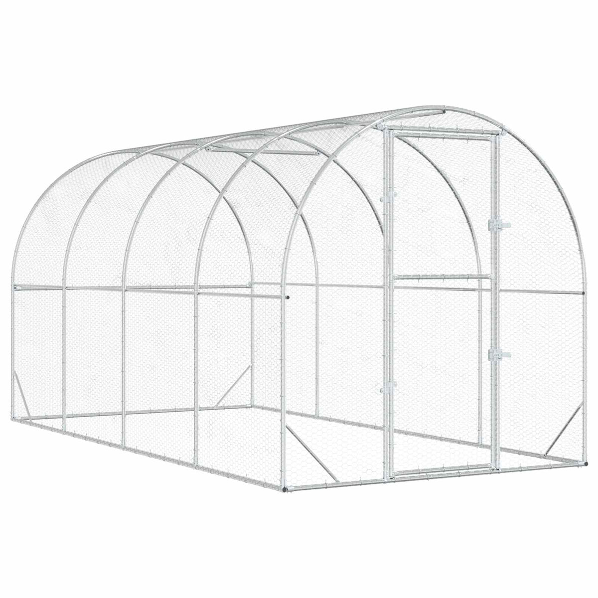 vidaXL Chicken Coop Silver 400 x 200 x 200 cm Galvanised Steel