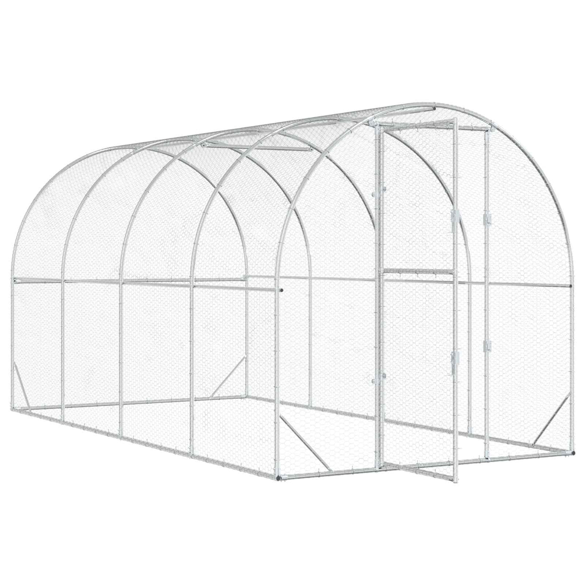 vidaXL Chicken Coop Silver 400 x 200 x 200 cm Galvanised Steel