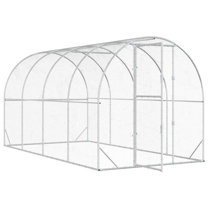 vidaXL Chicken Coop Silver 400 x 200 x 200 cm Galvanised Steel