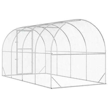 vidaXL Chicken Coop Silver 400 x 200 x 200 cm Galvanised Steel