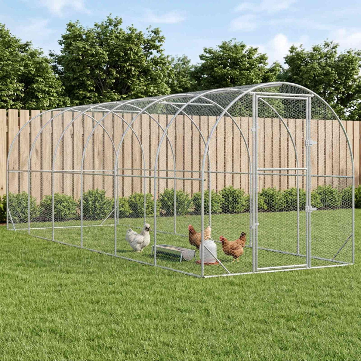 vidaXL Chicken Coop Silver 600 x 200 x 200 cm Galvanised Steel