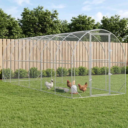 vidaXL Chicken Coop Silver 600 x 200 x 200 cm Galvanised Steel