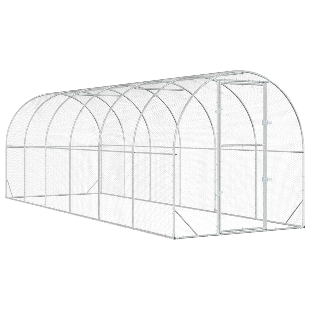 vidaXL Chicken Coop Silver 600 x 200 x 200 cm Galvanised Steel