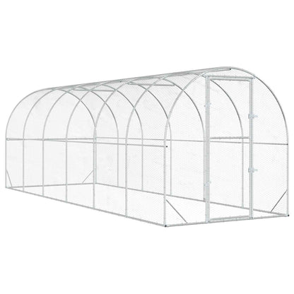 vidaXL Chicken Coop Silver 600 x 200 x 200 cm Galvanised Steel