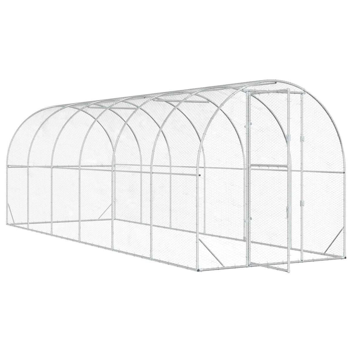 vidaXL Chicken Coop Silver 600 x 200 x 200 cm Galvanised Steel