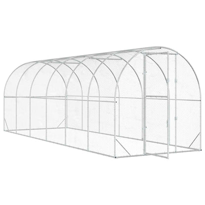 vidaXL Chicken Coop Silver 600 x 200 x 200 cm Galvanised Steel