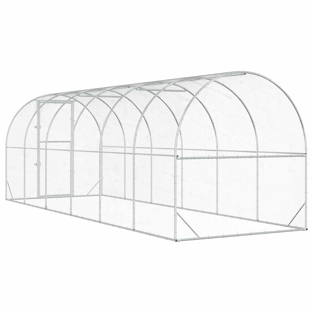 vidaXL Chicken Coop Silver 600 x 200 x 200 cm Galvanised Steel
