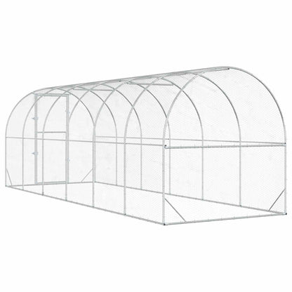 vidaXL Chicken Coop Silver 600 x 200 x 200 cm Galvanised Steel