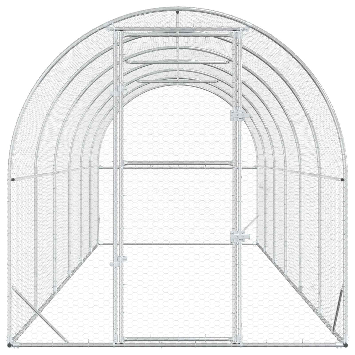 vidaXL Chicken Coop Silver 600 x 200 x 200 cm Galvanised Steel