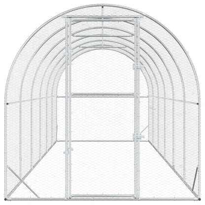 vidaXL Chicken Coop Silver 600 x 200 x 200 cm Galvanised Steel