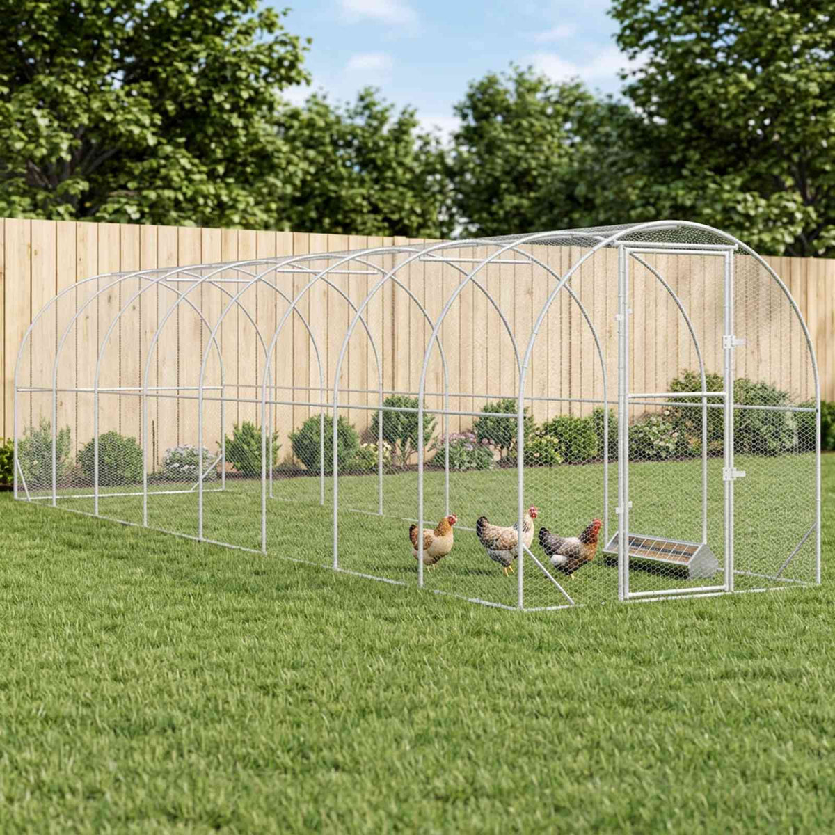 vidaXL Chicken Coop Silver 800 x 200 x 200 cm Galvanised Steel