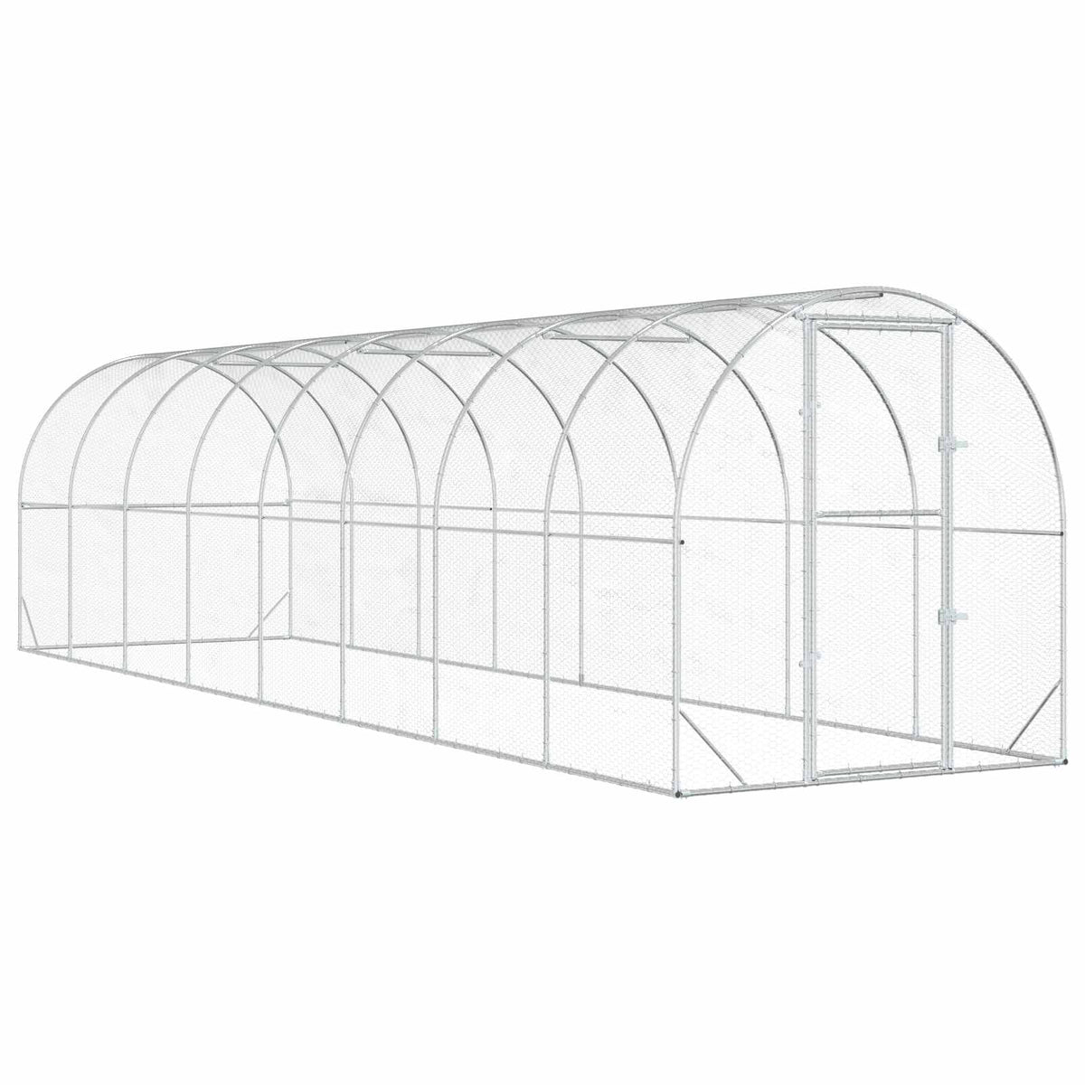 vidaXL Chicken Coop Silver 800 x 200 x 200 cm Galvanised Steel