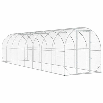 vidaXL Chicken Coop Silver 800 x 200 x 200 cm Galvanised Steel