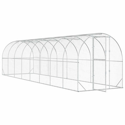 vidaXL Chicken Coop Silver 800 x 200 x 200 cm Galvanised Steel