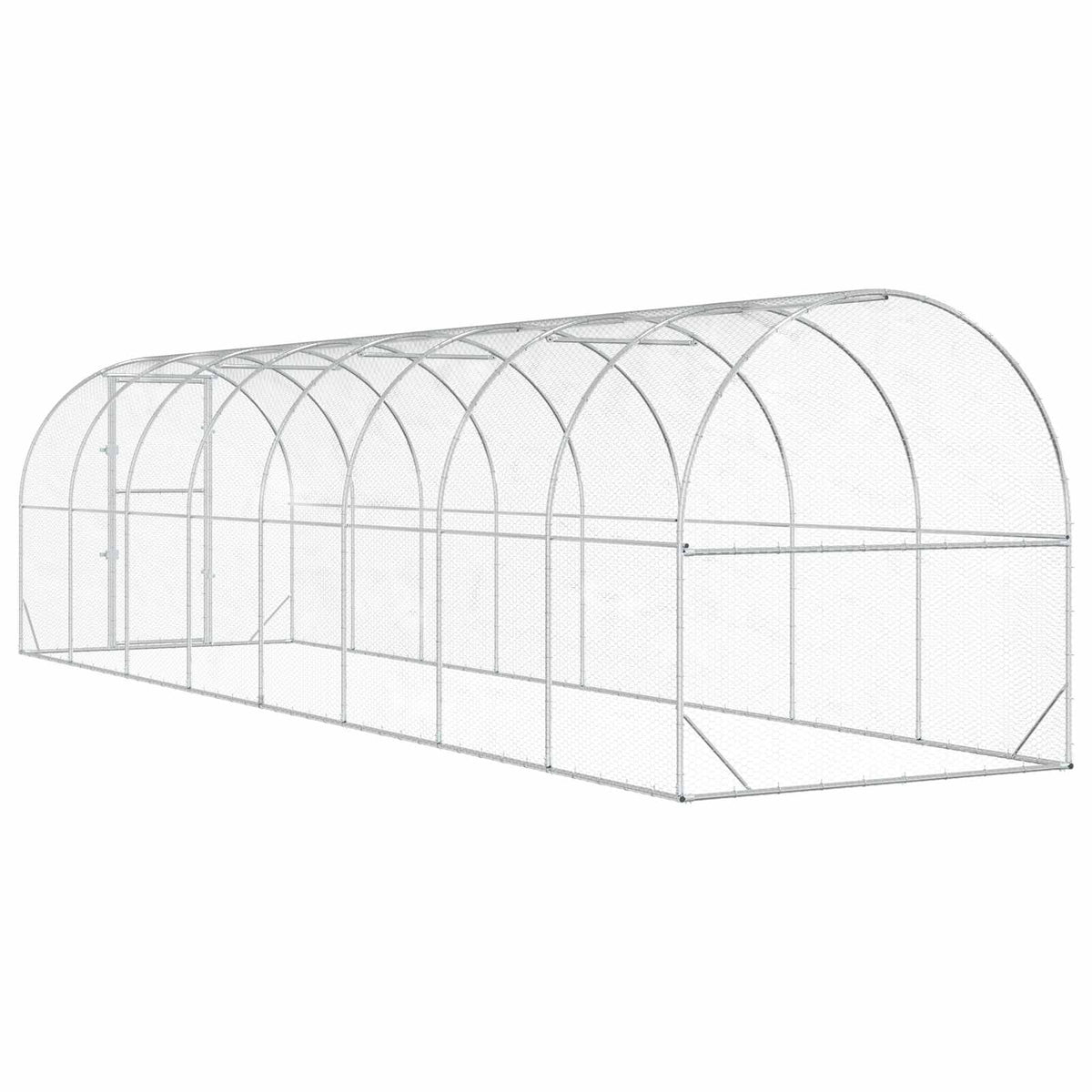 vidaXL Chicken Coop Silver 800 x 200 x 200 cm Galvanised Steel