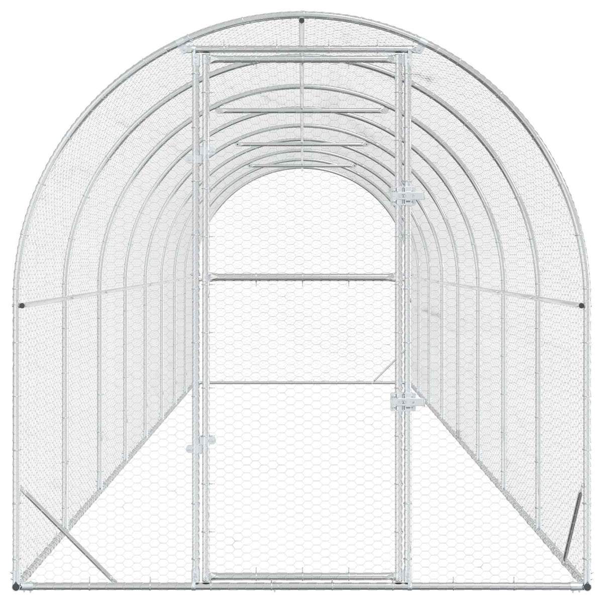 vidaXL Chicken Coop Silver 800 x 200 x 200 cm Galvanised Steel