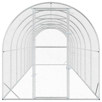 vidaXL Chicken Coop Silver 800 x 200 x 200 cm Galvanised Steel