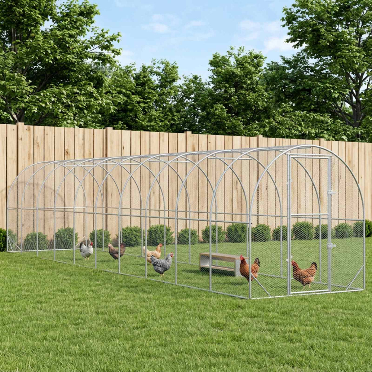 vidaXL Chicken Coop Silver 1000 x 200 x 200 cm Galvanised Steel