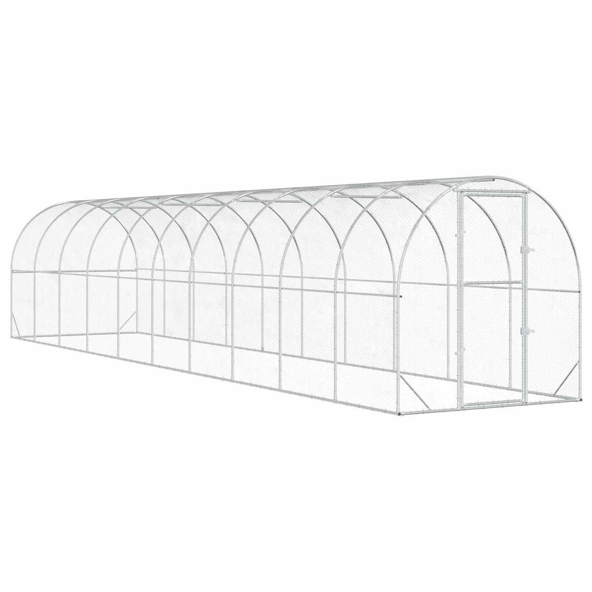vidaXL Chicken Coop Silver 1000 x 200 x 200 cm Galvanised Steel