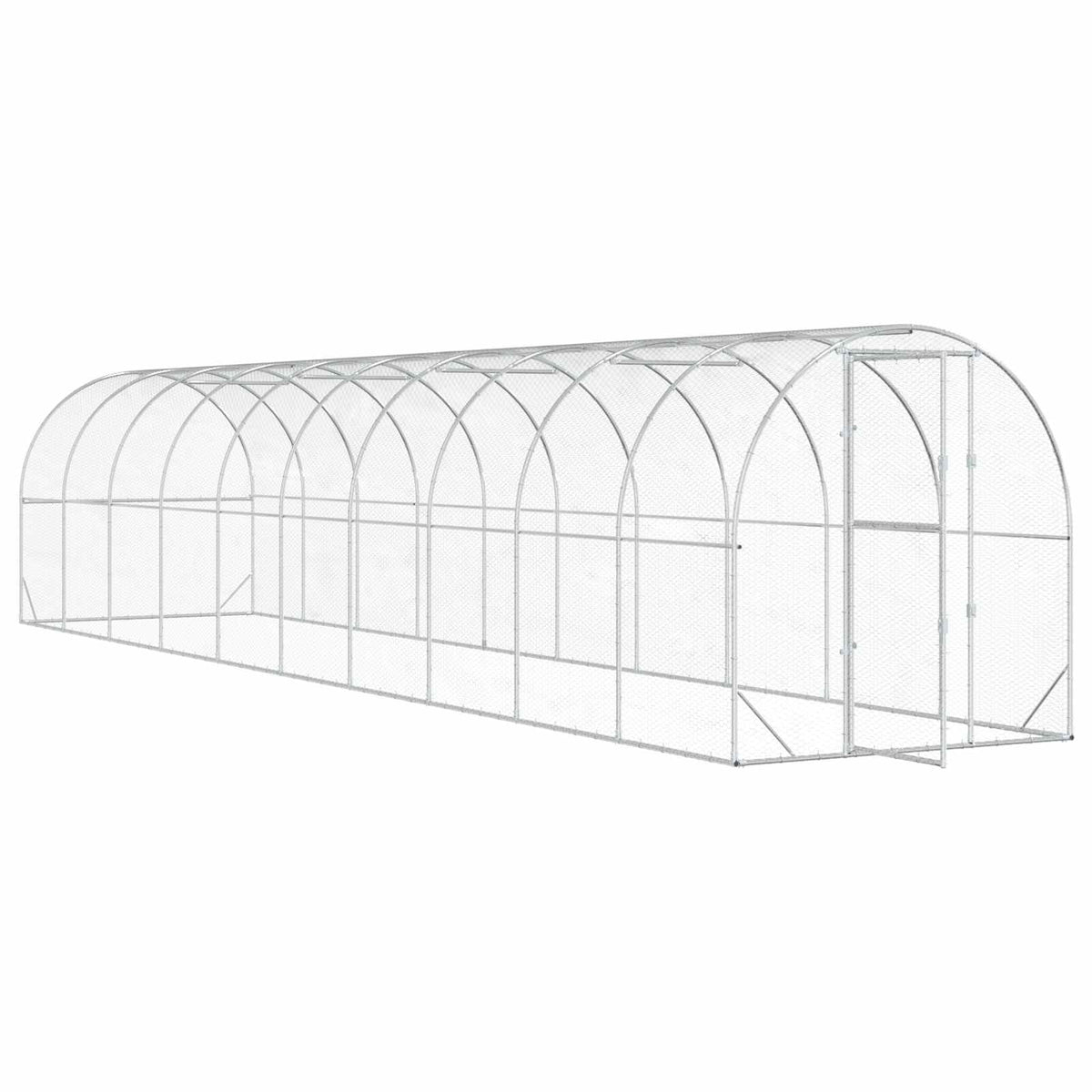 vidaXL Chicken Coop Silver 1000 x 200 x 200 cm Galvanised Steel