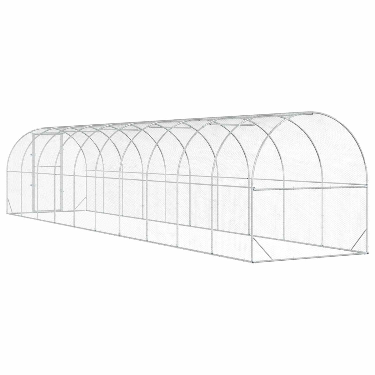 vidaXL Chicken Coop Silver 1000 x 200 x 200 cm Galvanised Steel