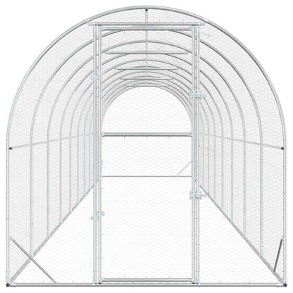 vidaXL Chicken Coop Silver 1000 x 200 x 200 cm Galvanised Steel