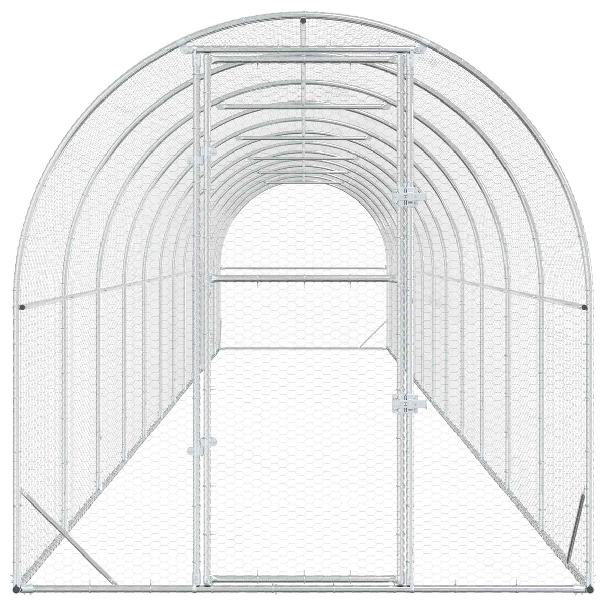 vidaXL Chicken Coop Silver 1200 x 200 x 200 cm Galvanised Steel