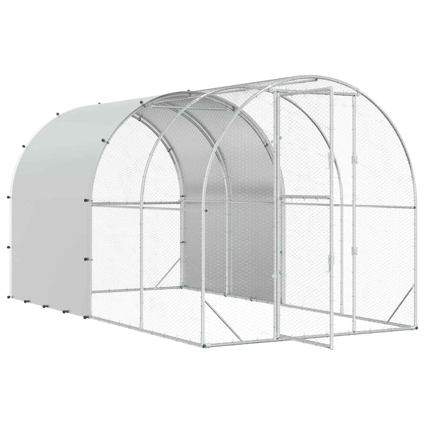 vidaXL Chicken Coop Silver 400 x 200 x 200 cm Galvanised Steel