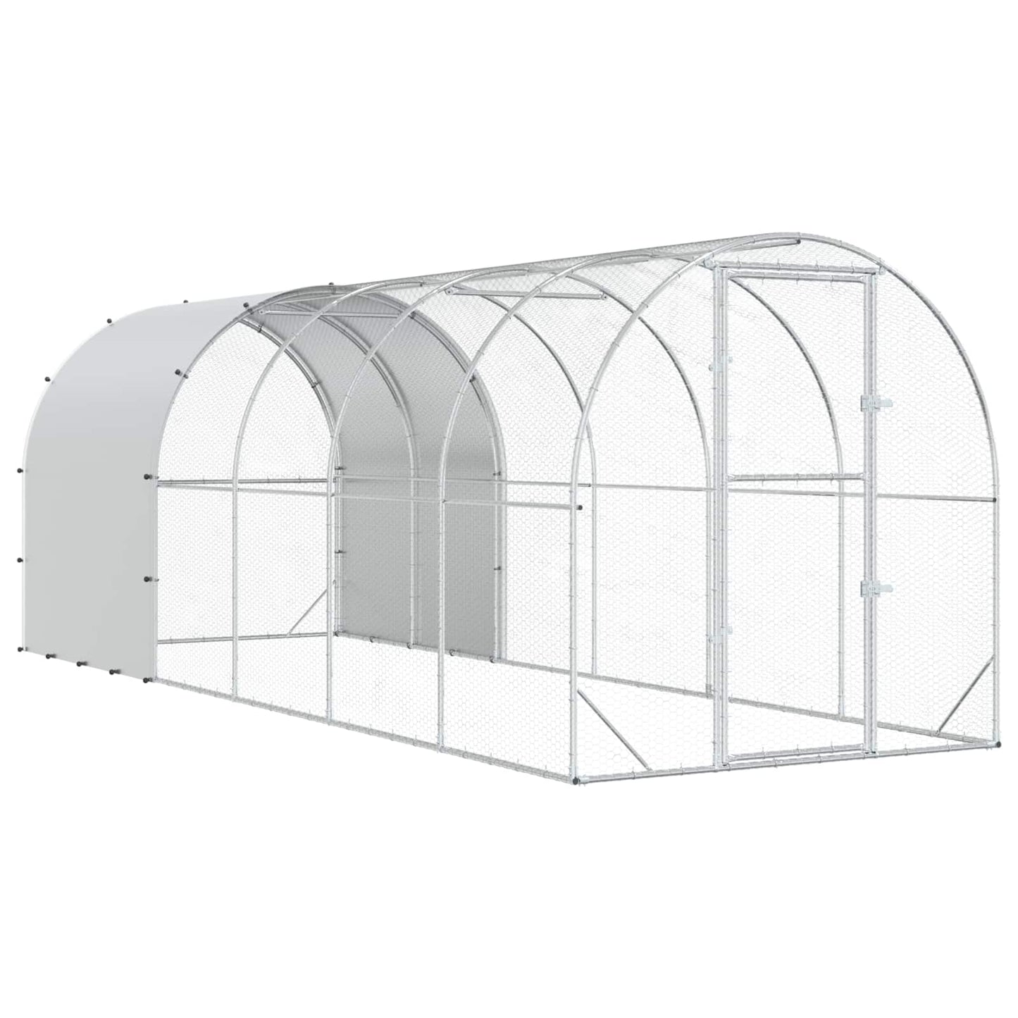 vidaXL Chicken Coop Silver 600 x 200 x 200 cm Galvanised Steel