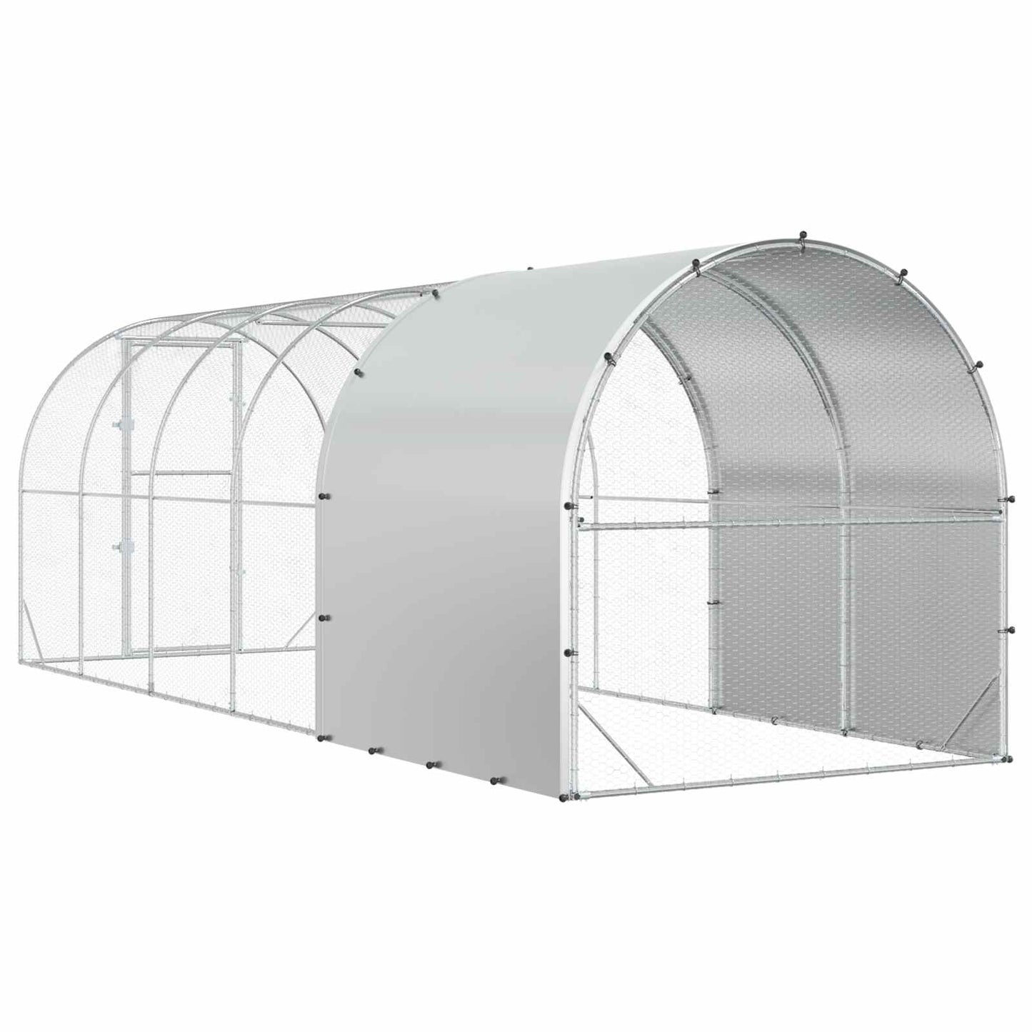 vidaXL Chicken Coop Silver 600 x 200 x 200 cm Galvanised Steel
