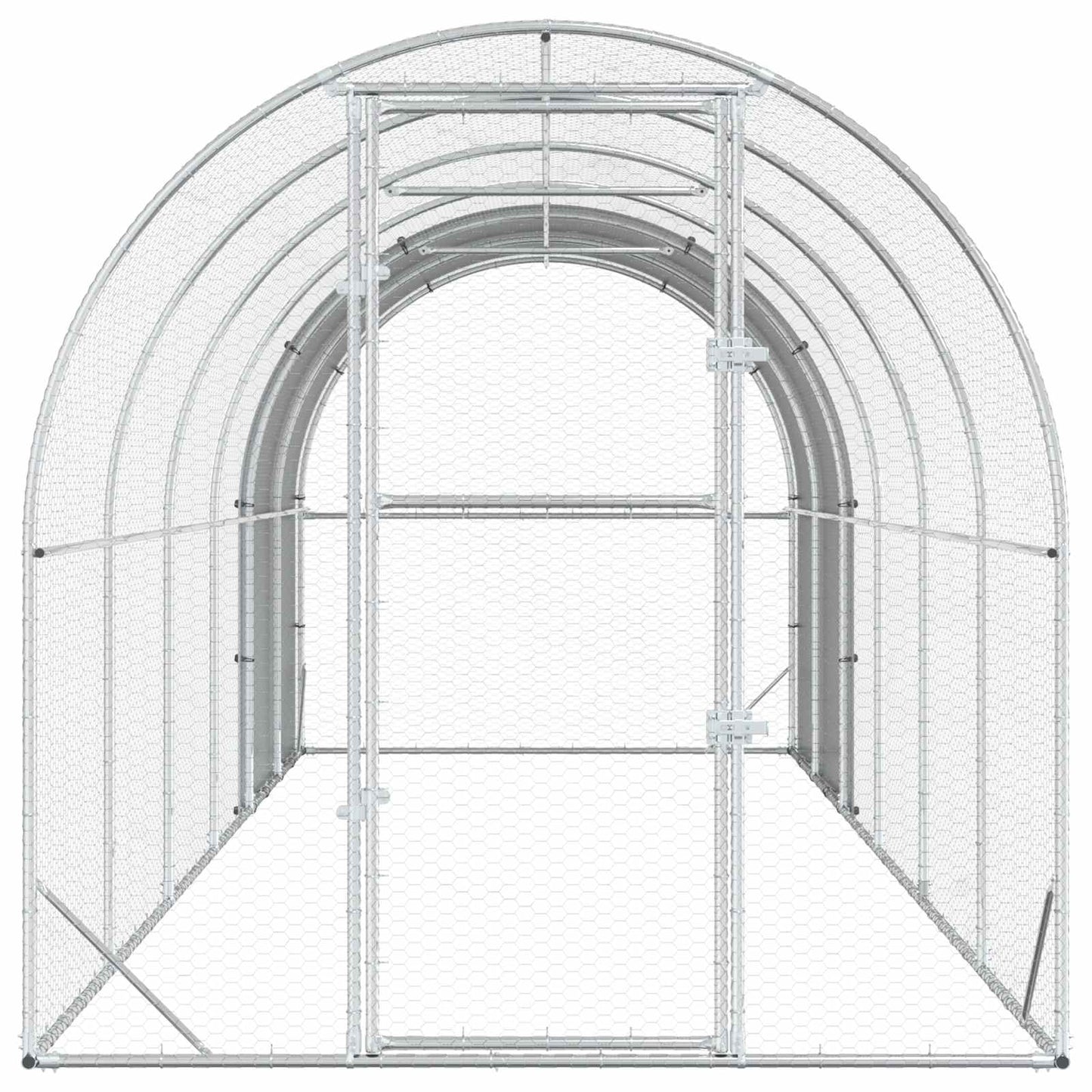 vidaXL Chicken Coop Silver 600 x 200 x 200 cm Galvanised Steel