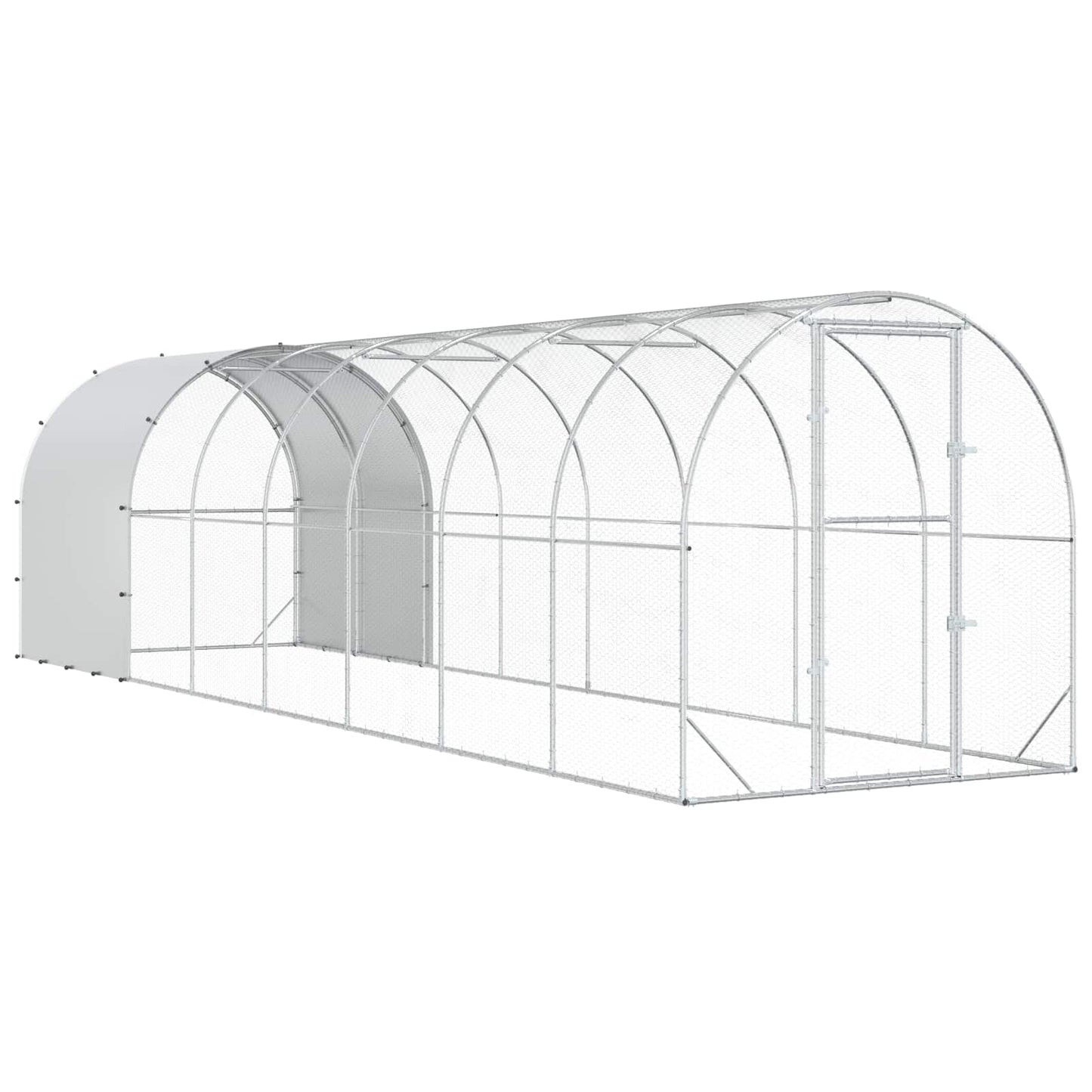 vidaXL Chicken Coop Silver 800 x 200 x 200 cm Galvanised Steel