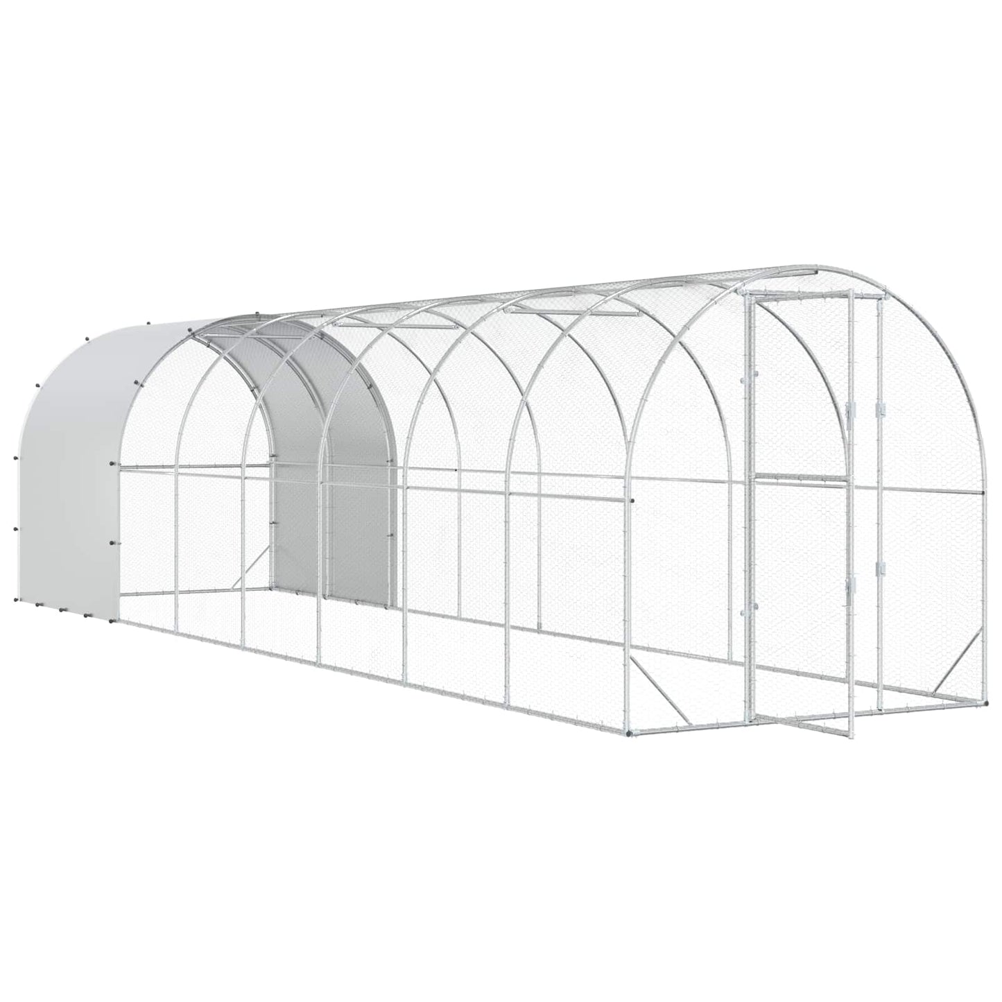 vidaXL Chicken Coop Silver 800 x 200 x 200 cm Galvanised Steel