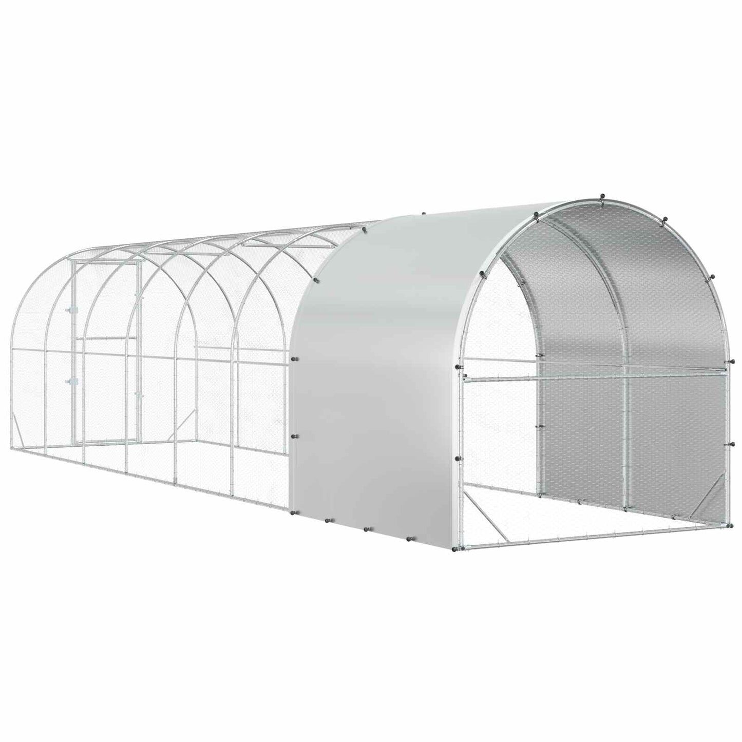 vidaXL Chicken Coop Silver 800 x 200 x 200 cm Galvanised Steel
