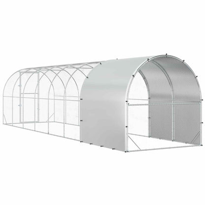 vidaXL Chicken Coop Silver 800 x 200 x 200 cm Galvanised Steel
