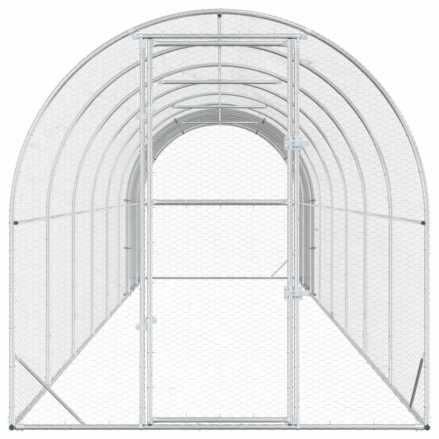 vidaXL Chicken Coop Silver 800 x 200 x 200 cm Galvanised Steel