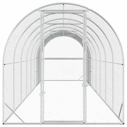 vidaXL Chicken Coop Silver 800 x 200 x 200 cm Galvanised Steel