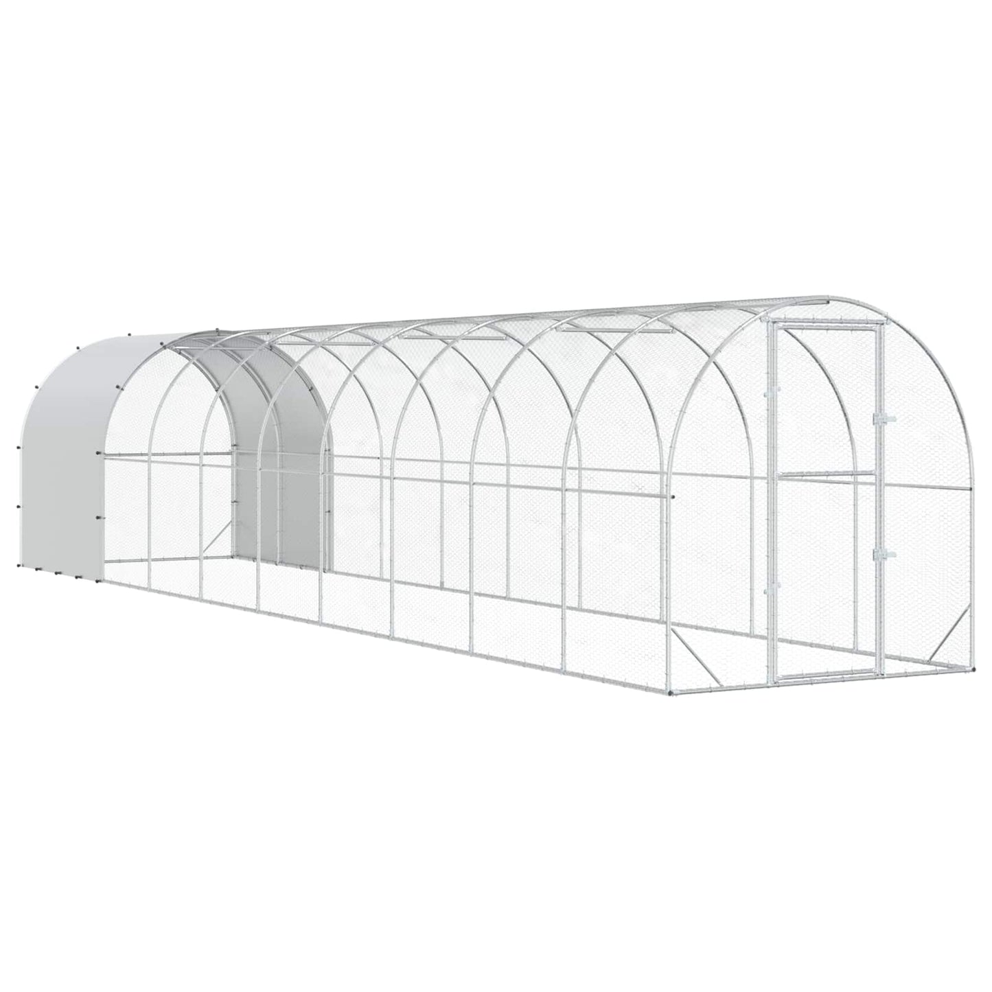 vidaXL Chicken Coop Silver 1000 x 200 x 200 cm Galvanised Steel