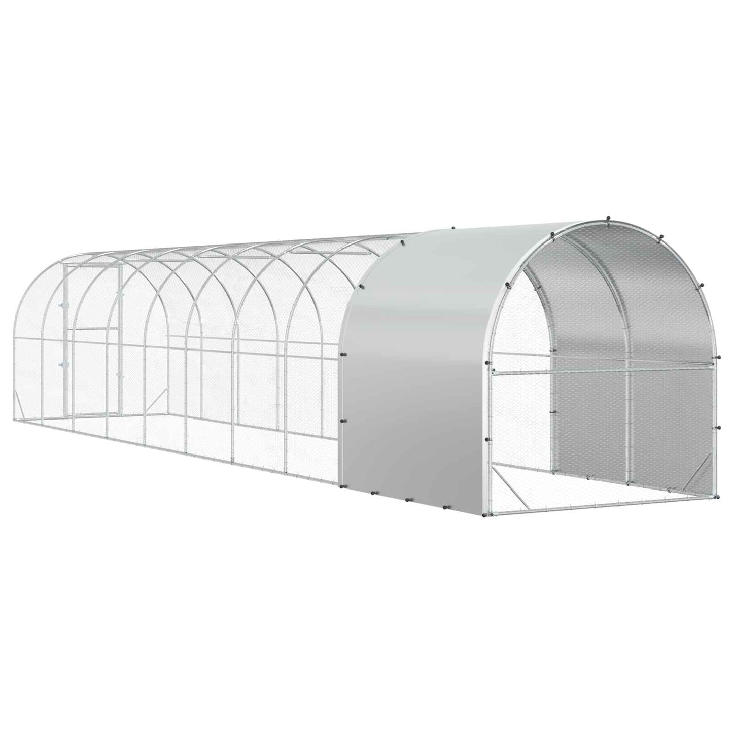vidaXL Chicken Coop Silver 1000 x 200 x 200 cm Galvanised Steel