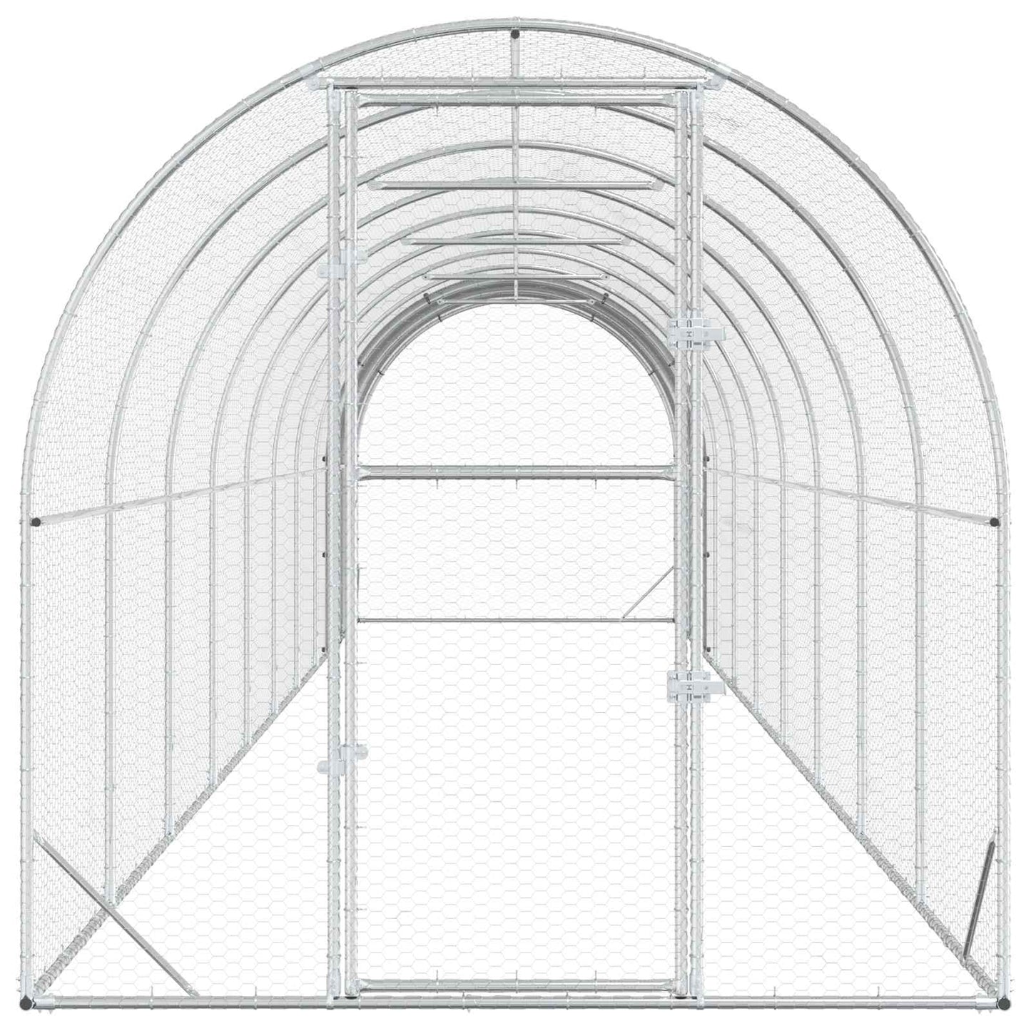 vidaXL Chicken Coop Silver 1000 x 200 x 200 cm Galvanised Steel