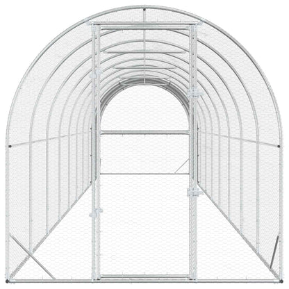 vidaXL Chicken Coop Silver 1000 x 200 x 200 cm Galvanised Steel